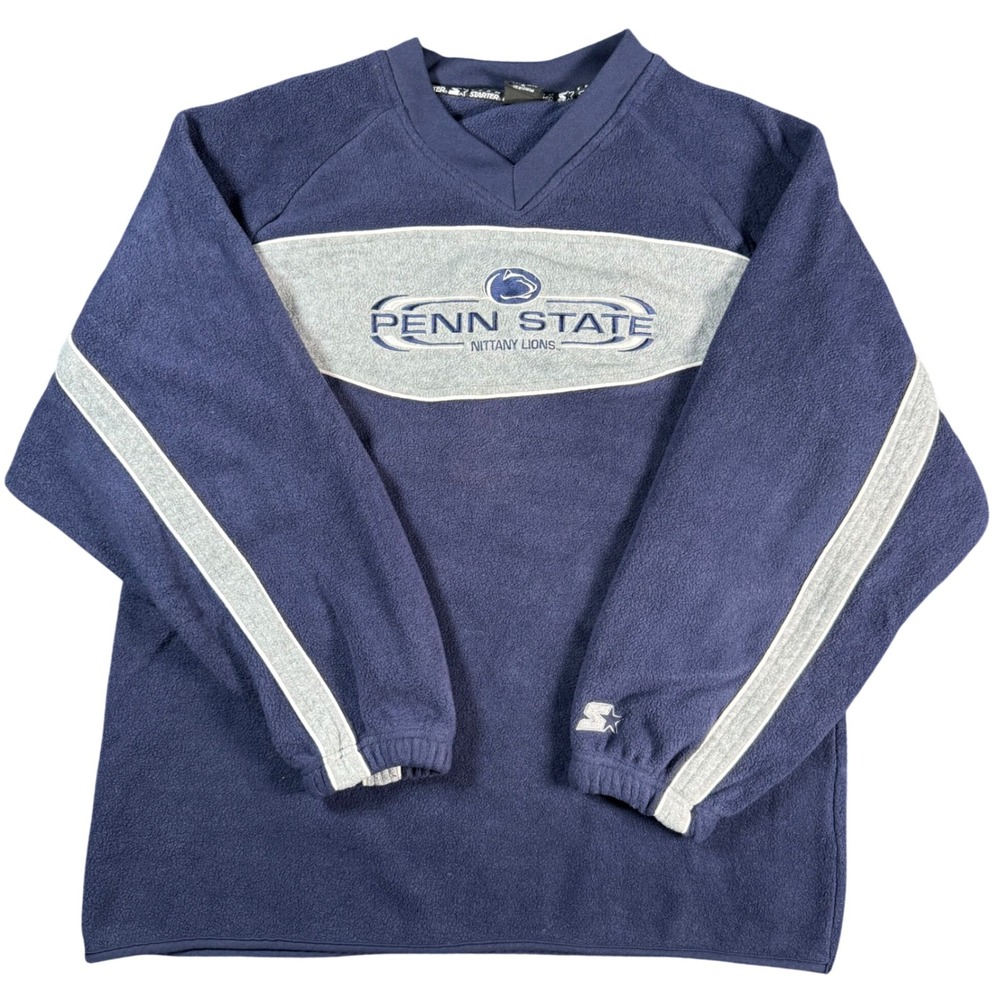 Starter Penn State Nittany Lions Fleece Pullover Mens XL Blue V-Neck Sweatshirt